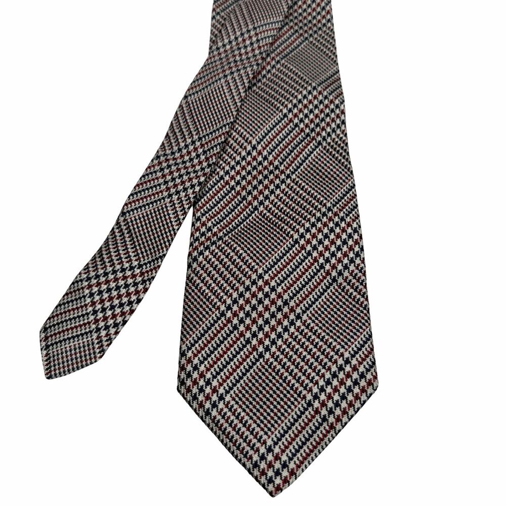 Lands End Neck Tie Men's 100% Silk Glen Plaid 58 x 3.5 Classic Red Blue